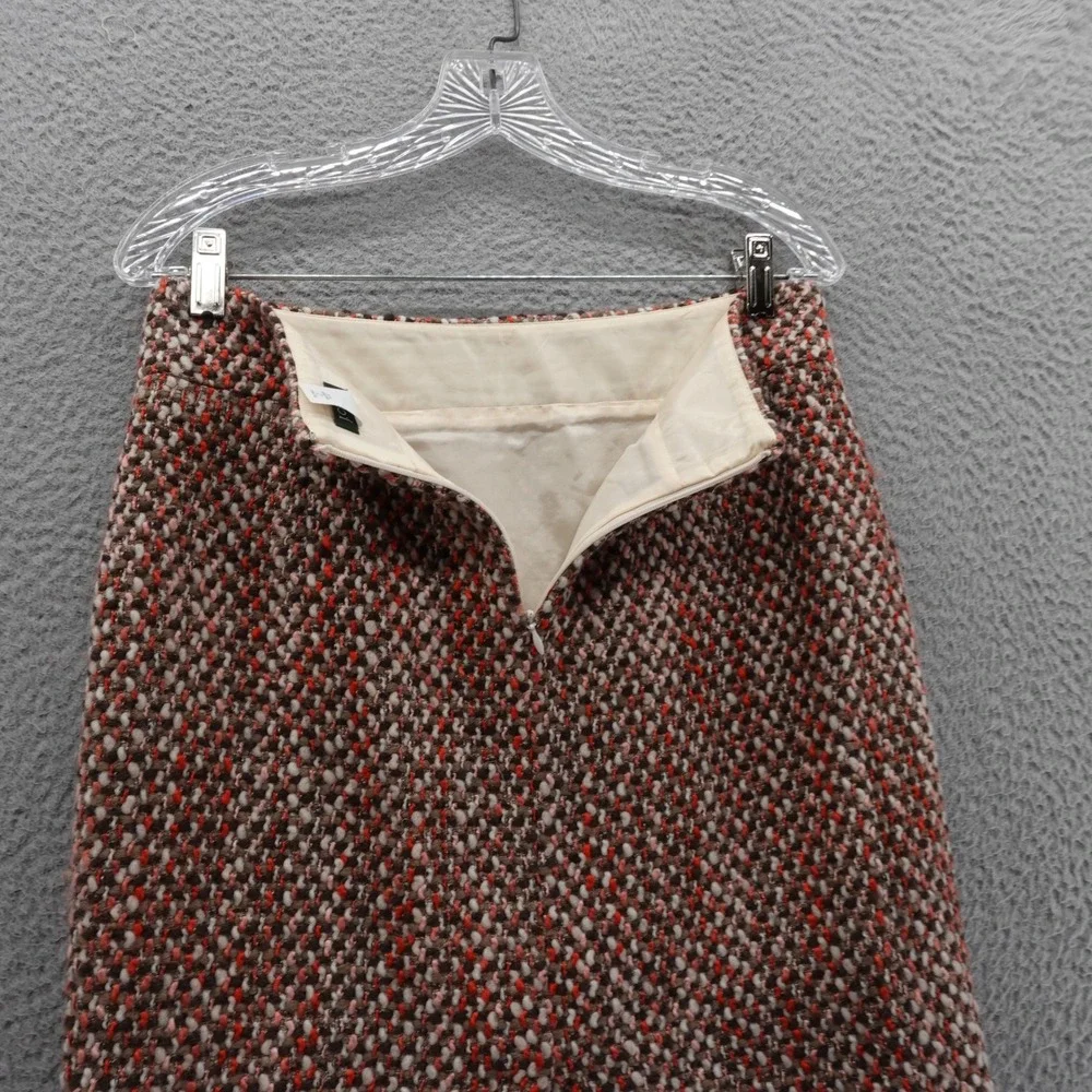J Crew Wool Blend Tweed Pencil‎ Skirt Size 4 Brown Pink Womens Preppy Career